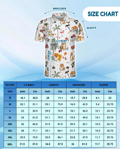 Tropical Cats Hawaiian Polo Shirt for Men, Colorful Island Design | Azhawaiian