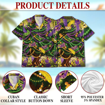 Mardi Gras Tree Matching Dog Owner Hawaiian Shirts, Funny Pet Aloha Shirt for Beach Vacation - Azhawaiian