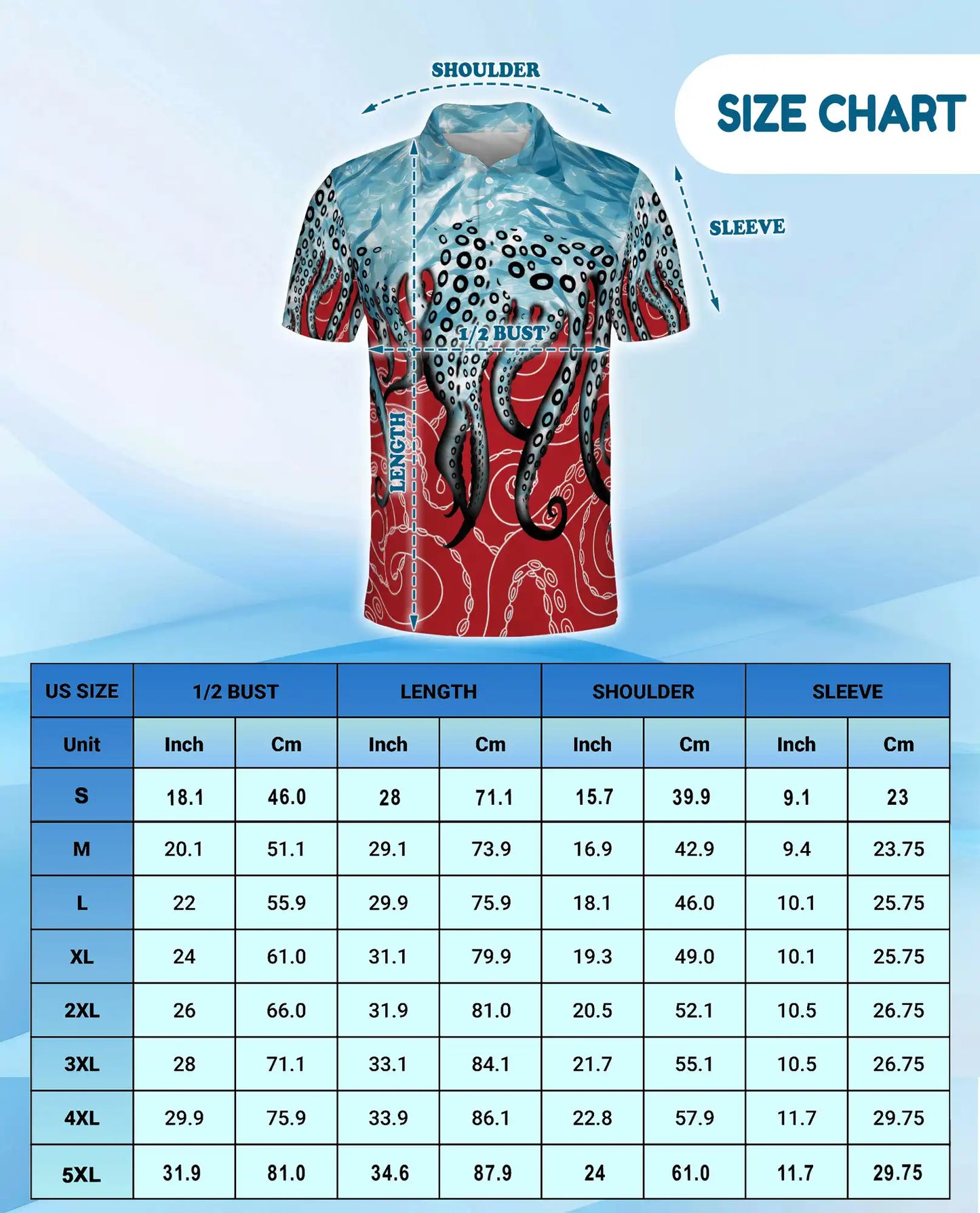 Octopus Tentacles Polo Shirt for Men, Colorful Ocean Design | Azhawaiian