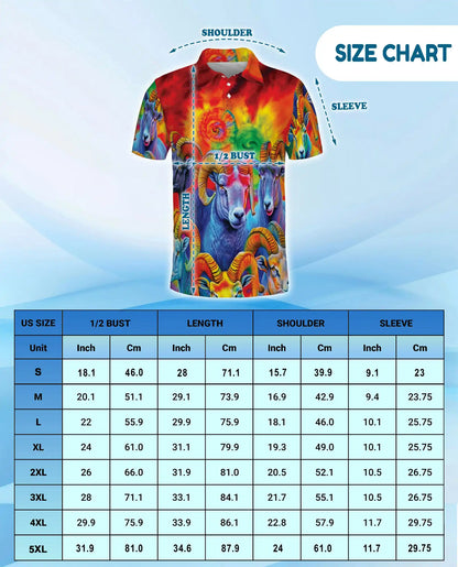 Psychedelic Ram Polo Shirt, Colorful Bighorn Sheep Print | Azhawaiian