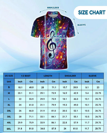 Music Notes Polo Shirt, Colorful Treble Clef Print | Azhawaiian