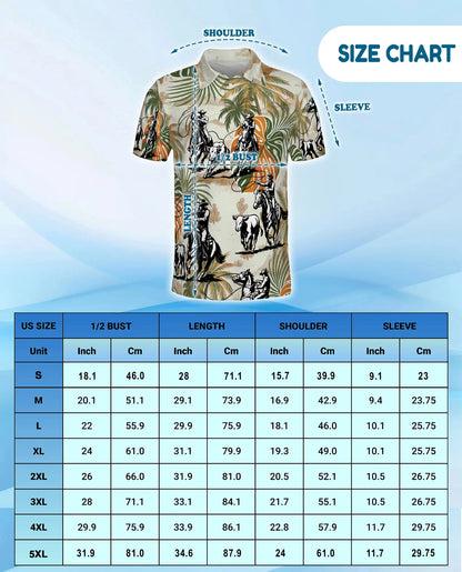 Cowboy Rodeo Cattle 3D Polo Shirt for Men | Azhawaiian