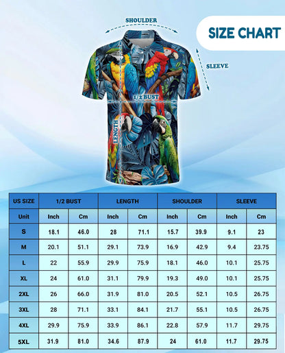 Tropical Parrot Polo Shirt - Colorful Macaw Jungle Style | Azhawaiian