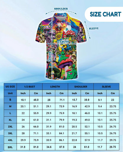 Mushroom Gnome Polo Shirt for Men, Colorful Alien Art | Azhawaiian