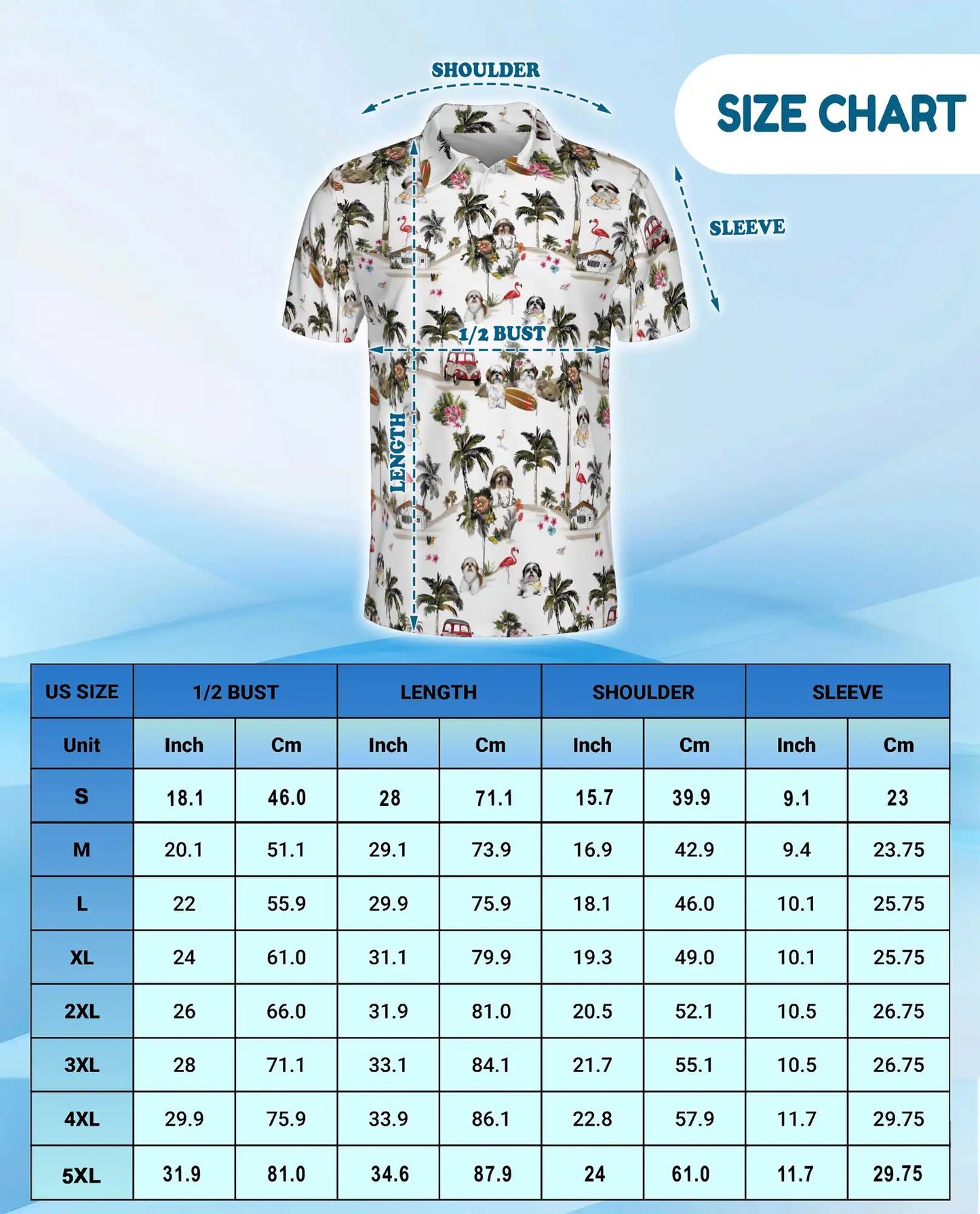 Shih Tzu Tropical Island Polo Shirt for Men- Hawaiian Beach Dog | Azhawaiian