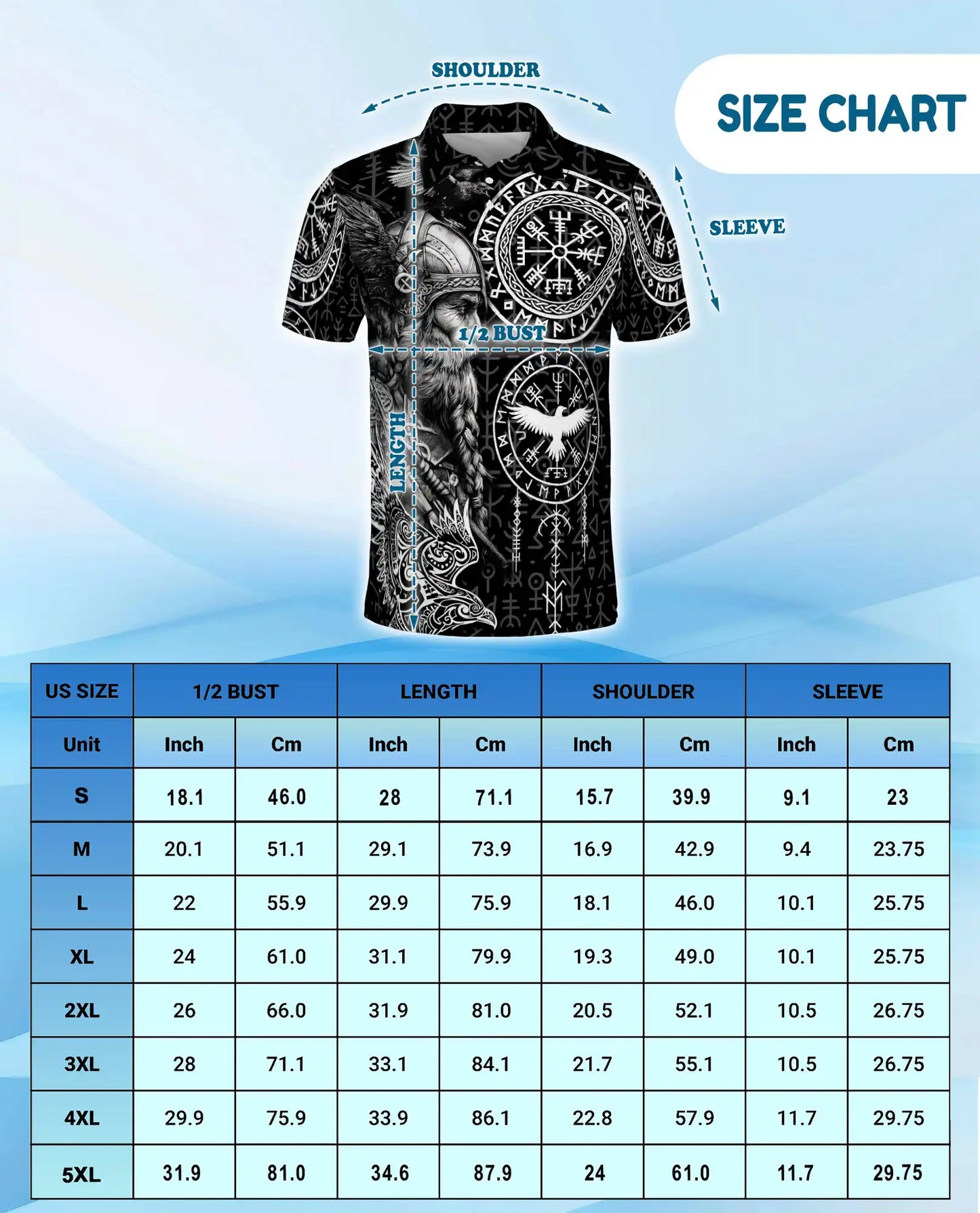 Viking Warrior Polo Shirt for Men, Norse Mythology Style | Azhawaiian