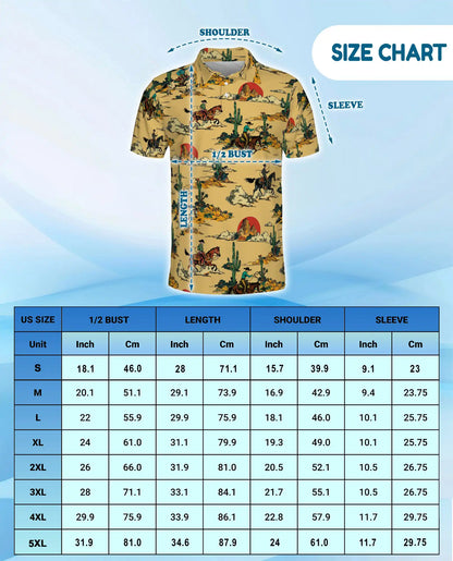 Western Desert Polo Shirt for Men, Cowboy Ranch Style | Azhawaiian