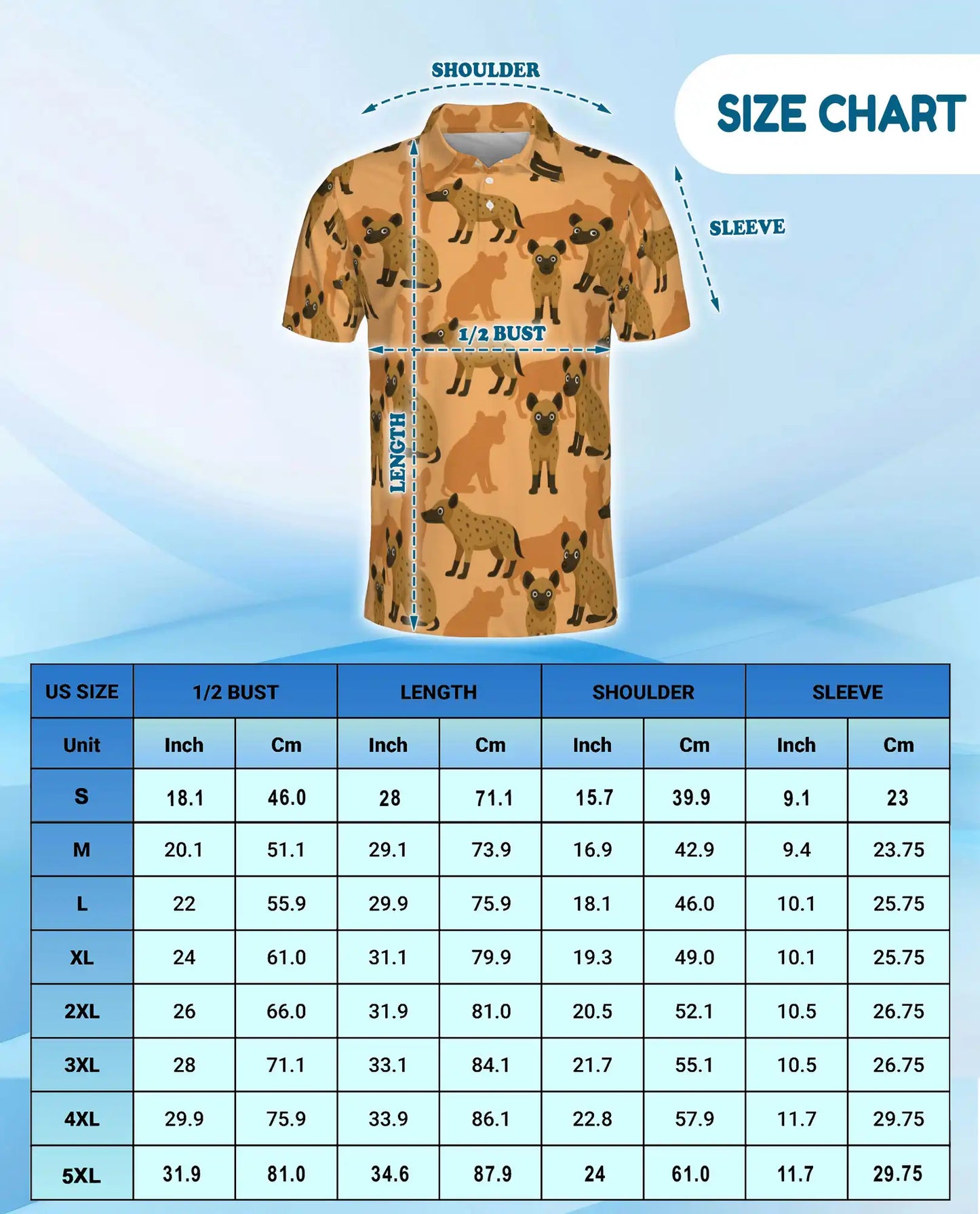 Hyena Polo Shirt, African Wildlife Print | Azhawaiian
