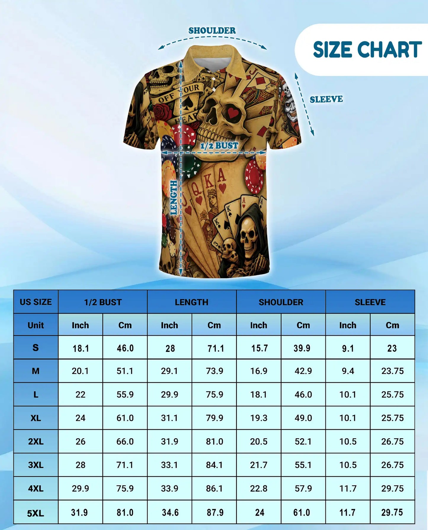 Skull Poker Polo Shirt for Men, Casino Party Style | Azhawaiian