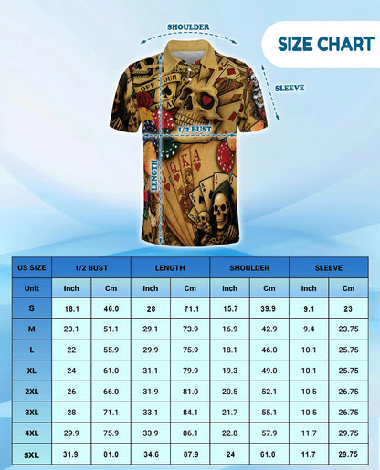 Skull Poker Polo Shirt for Men, Casino Party Style | Azhawaiian