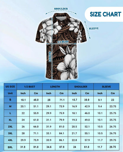 Polynesian Plumeria Polo Shirt For Men-Tribal Island Flower Tropical Aloha | Azhawaiian