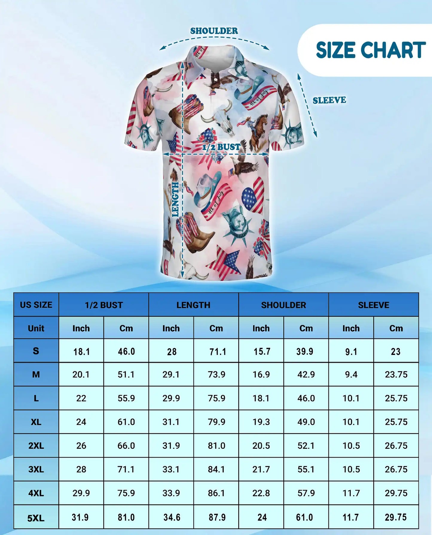 4th of July American Patriotic Horse Polo Shirt for Men | Azhawaiian