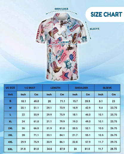 4th of July American Patriotic Horse Polo Shirt for Men | Azhawaiian
