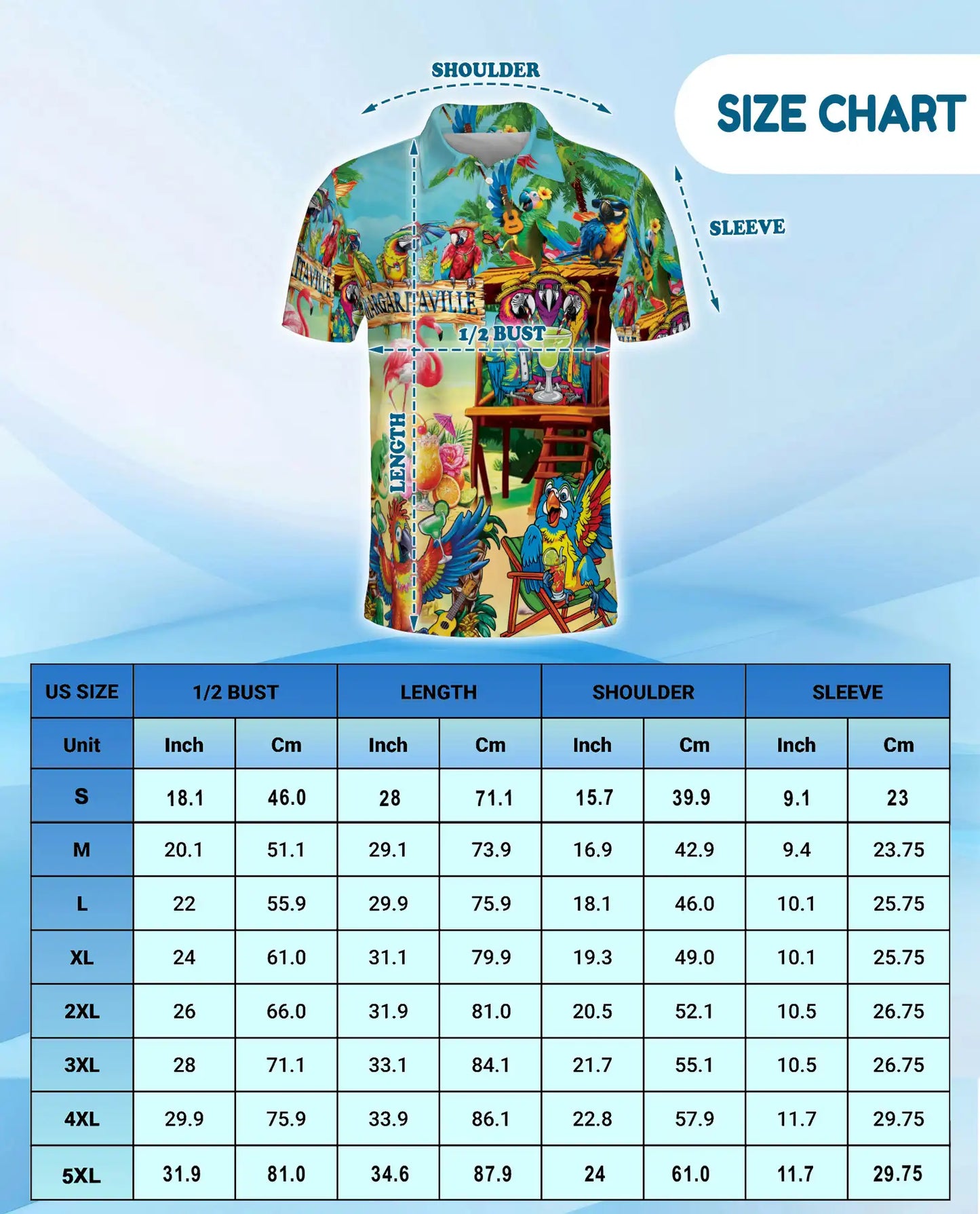 Parrot Tiki Bar Polo Shirt for Men, Tropical Party Style | Azhawaiian