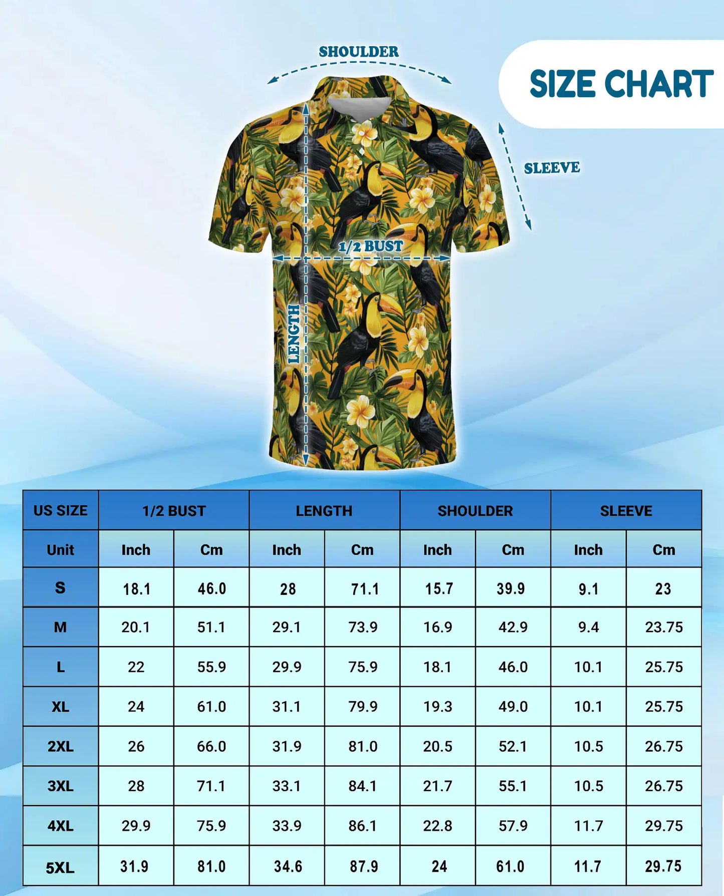 Toucan Tropical Floral Polo Shirt for Men-Jungle Bird Hawaiian Style | Azhawaiian
