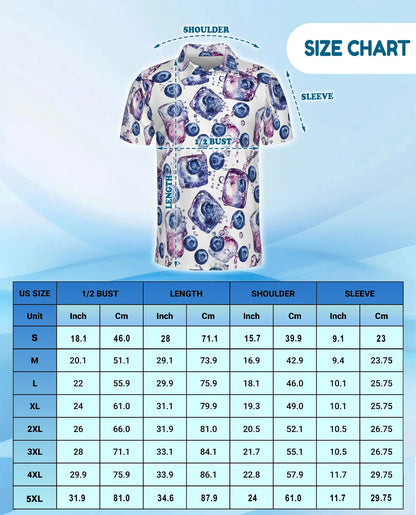 Blueberry Ice Polo Shirt for Men, Azhawaiian Hawaiian Summer Shirt | Azhawaiian
