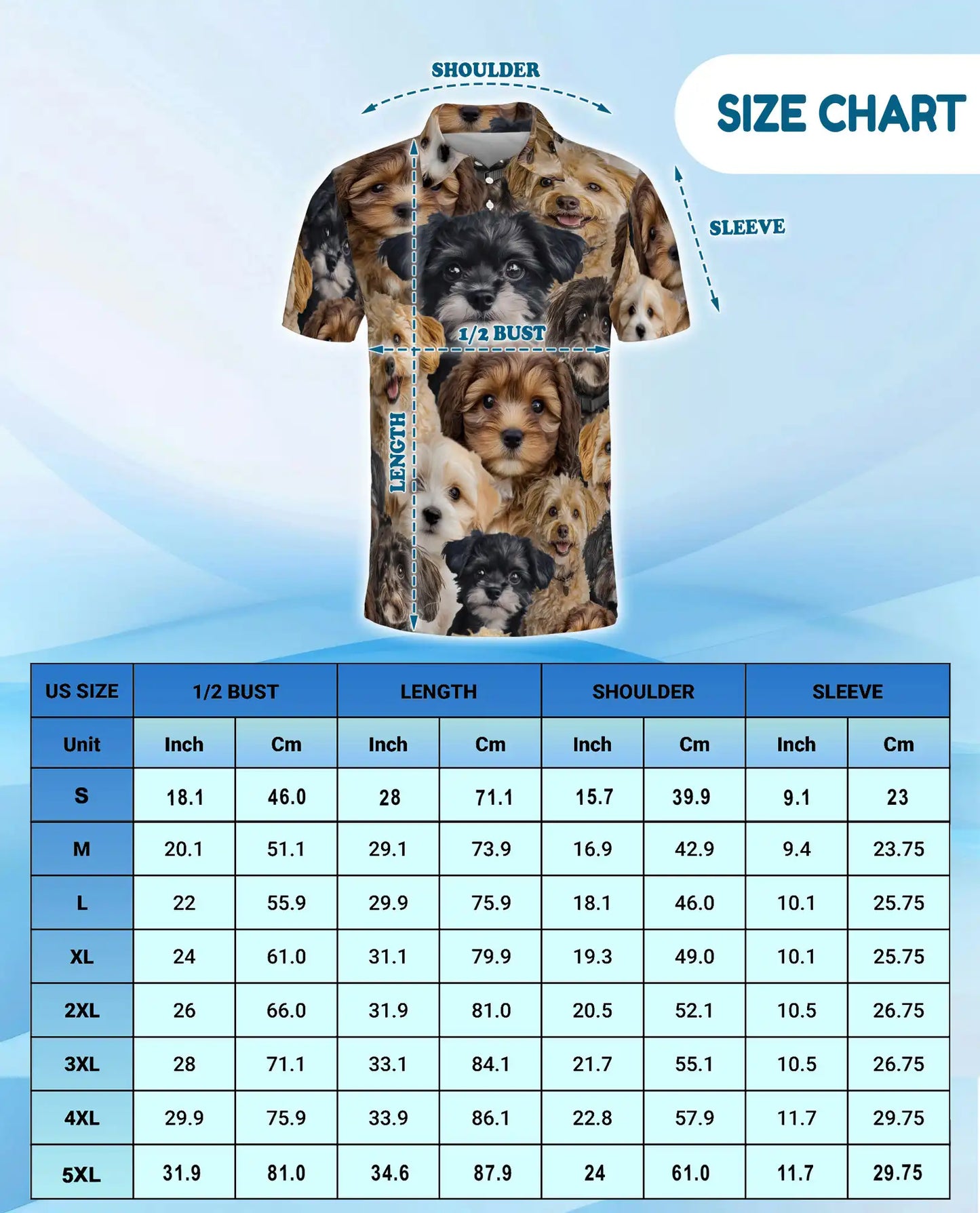 Schnoodle Dog 3D Polo Shirt for Men, Cute Puppy Design | Azhawaiian
