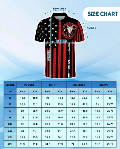 Hail Satan American Flag Polo Shirt for Men, Gothic Punk Style | Azhawaiian