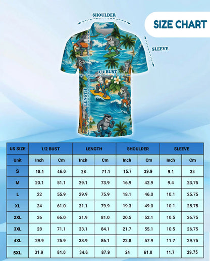 Surfing Shark Polo Shirt for Men, Beach Vacation Style | Azhawaiian
