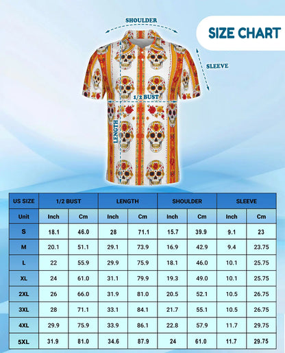 Floral Sugar Skull Polo Shirt - Day of the Dead Style | Azhawaiian
