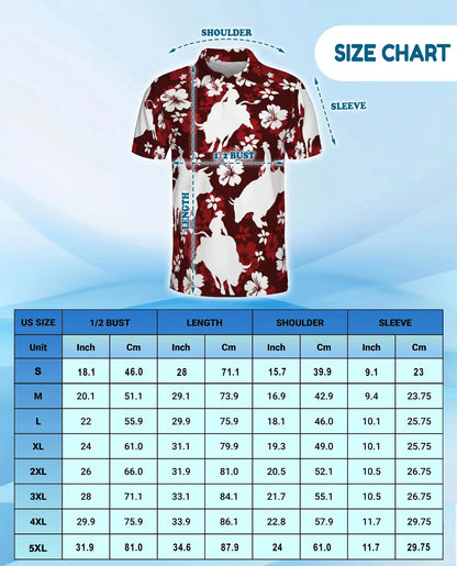 Red Rodeo Cowboy Floral 3D Polo Shirt for Men | Azhawaiian