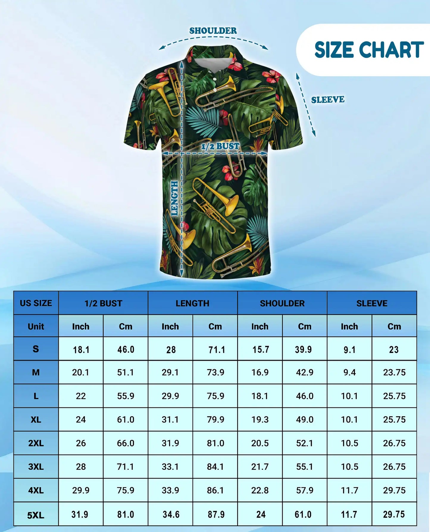 Tropical Trombone Polo Shirt - Brass Band Music Style | Azhawaiian