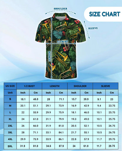 Tropical Trombone Polo Shirt - Brass Band Music Style | Azhawaiian