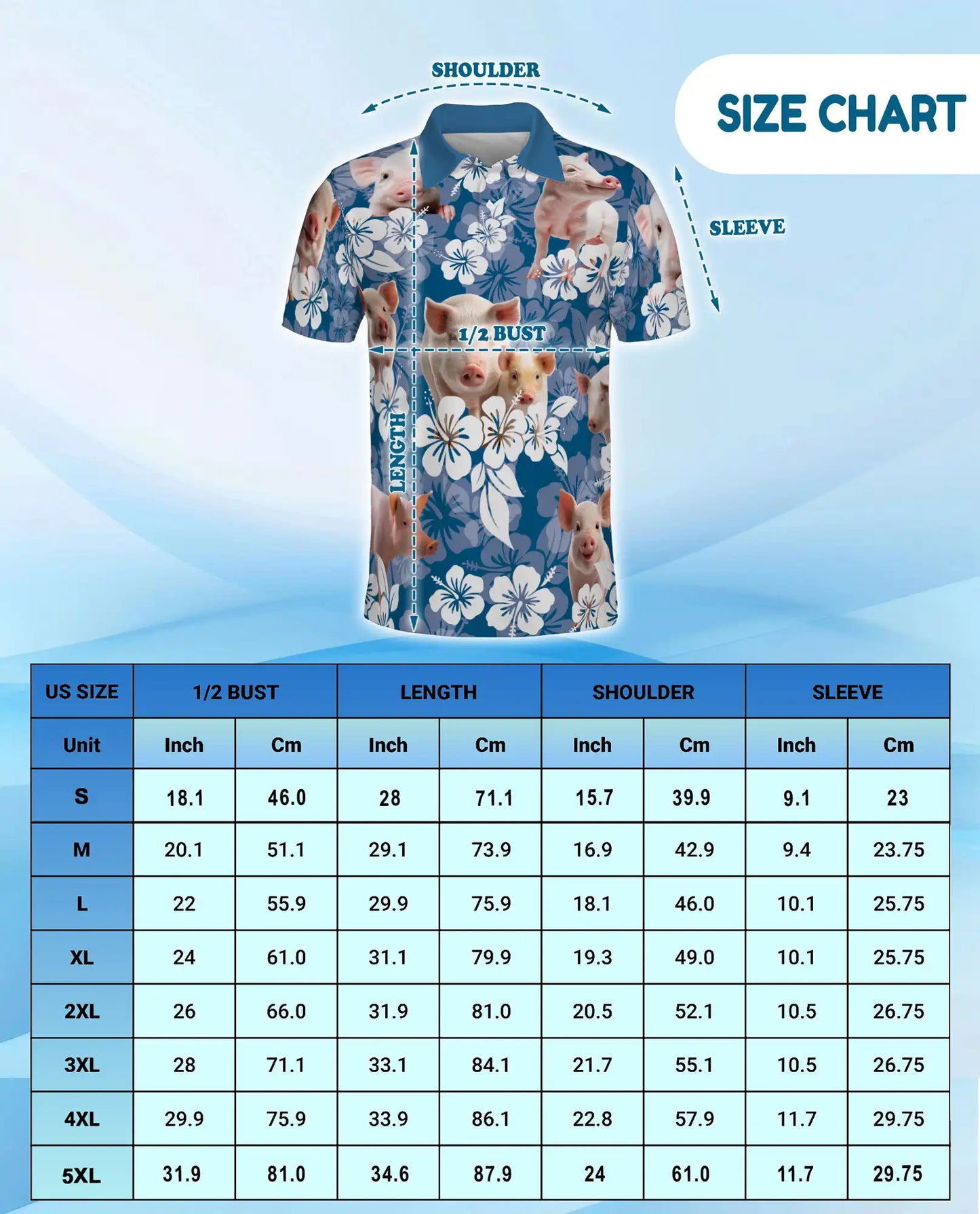 Pig Hawaiian Floral Polo Shirt for Men- Cute Farm Pig Tropical Flower | Azhawaiian
