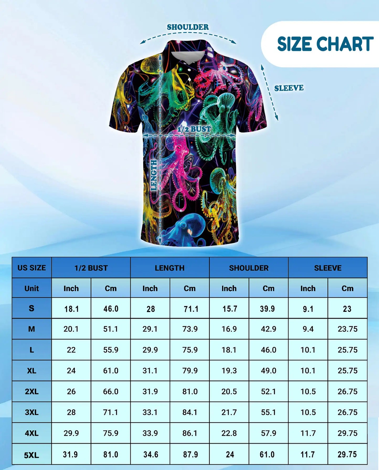 Neon Octopus Polo Shirt for Men, Vibrant Ocean Life | Azhawaiian