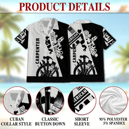 Carpenter Black White 3D Tools Matching Dog Owner Hawaiian Shirts, Funny Pet Aloha Shirt for Beach Vacation - Azhawaiian