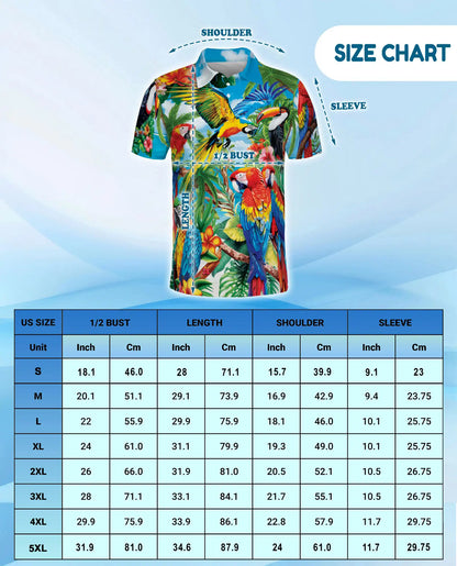 Tropical Parrot Polo Shirt for Men, Jungle Vacation Style | Azhawaiian