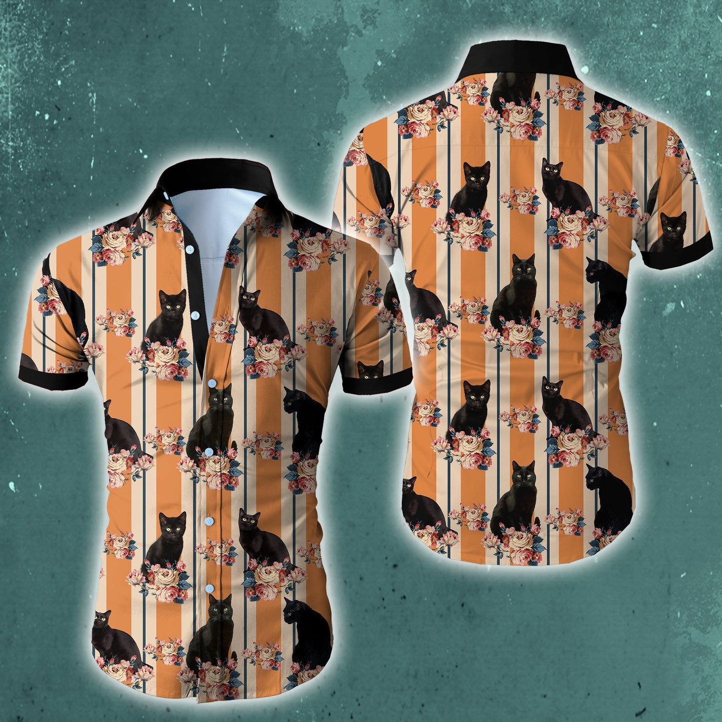 Beach Shirt Wozoro Black Cat Hawaiian