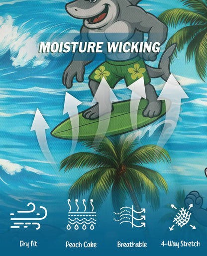 Surfing Shark Polo Shirt for Men, Beach Vacation Style | Azhawaiian