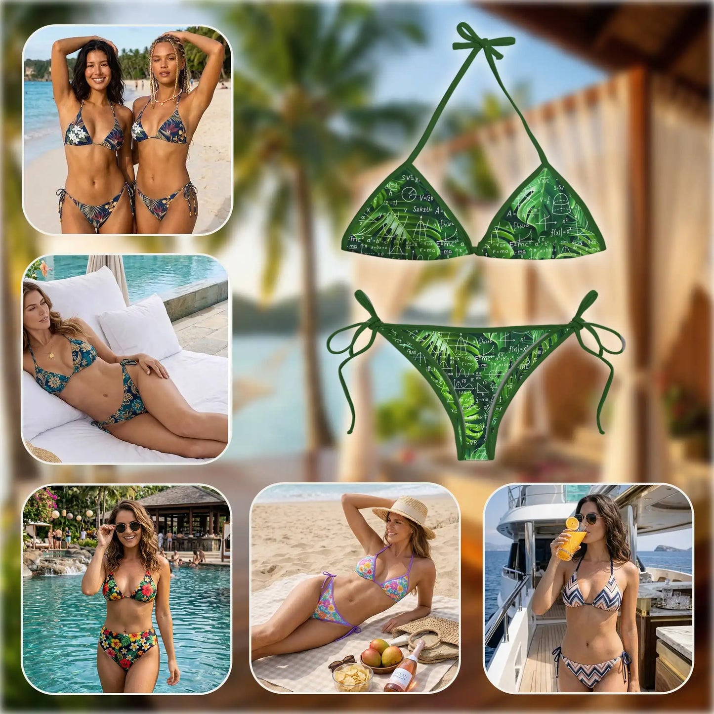 Tropical Math Bikini Set for Women, Two Piece Swimsuit, Science Pattern Beachwear | Azhawaiian
