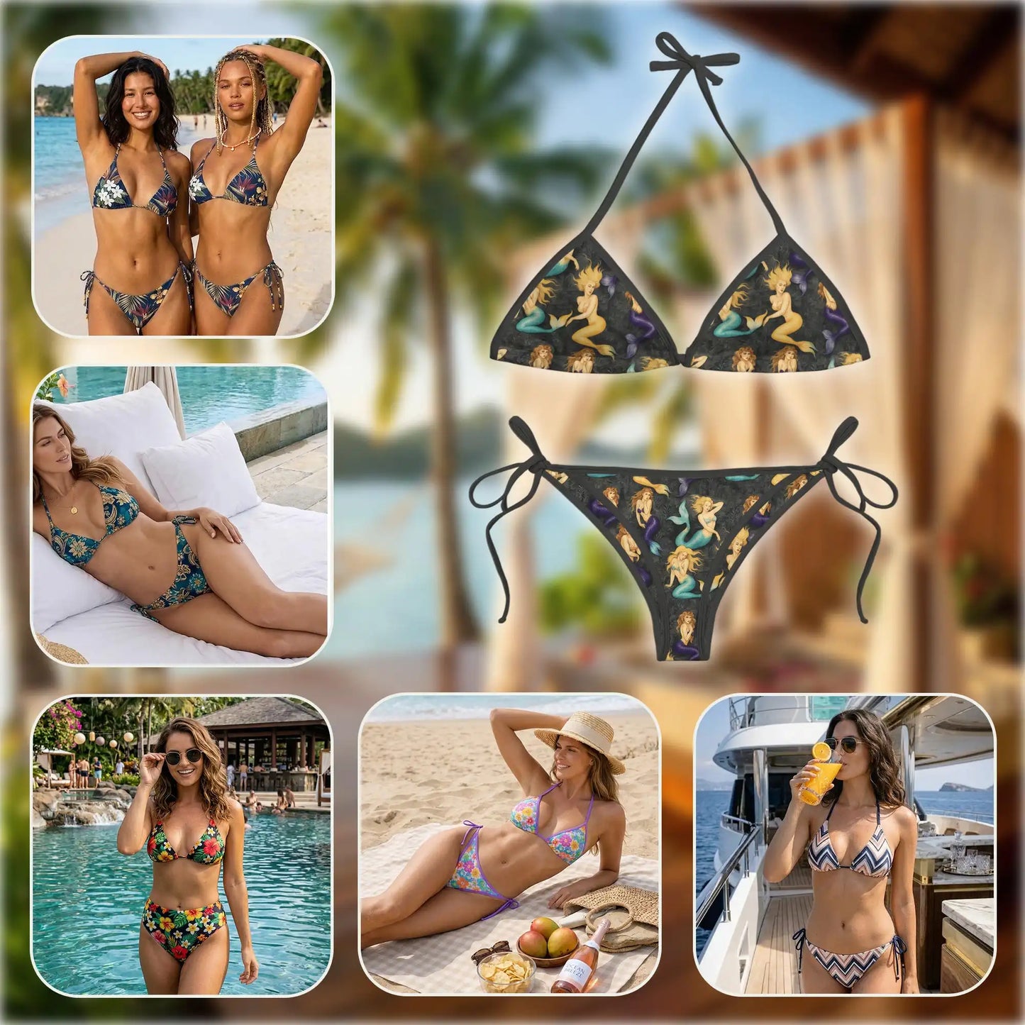 Beautiful Mermaid Bikini Set for Women, Two Piece Swimsuit, Fantasy Ocean Beachwear | Azhawaiian