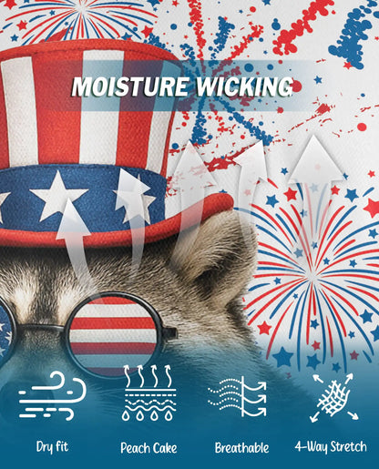 Patriotic Raccoon Polo Shirt for Men, USA Holiday Style | Azhawaiian