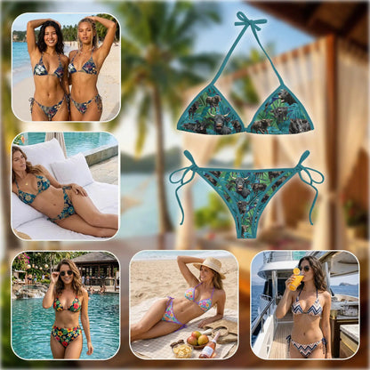 Black Angus Bikini Set for Women, Two Piece Swimsuit, Farm Animal Beachwear | Azhawaiian
