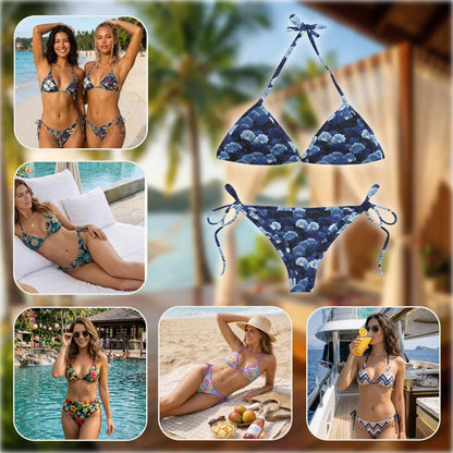 Ginkgo Leaves Bikini Set for Women, Two Piece Swimsuit, Elegant Botanical Beachwear | Azhawaiian