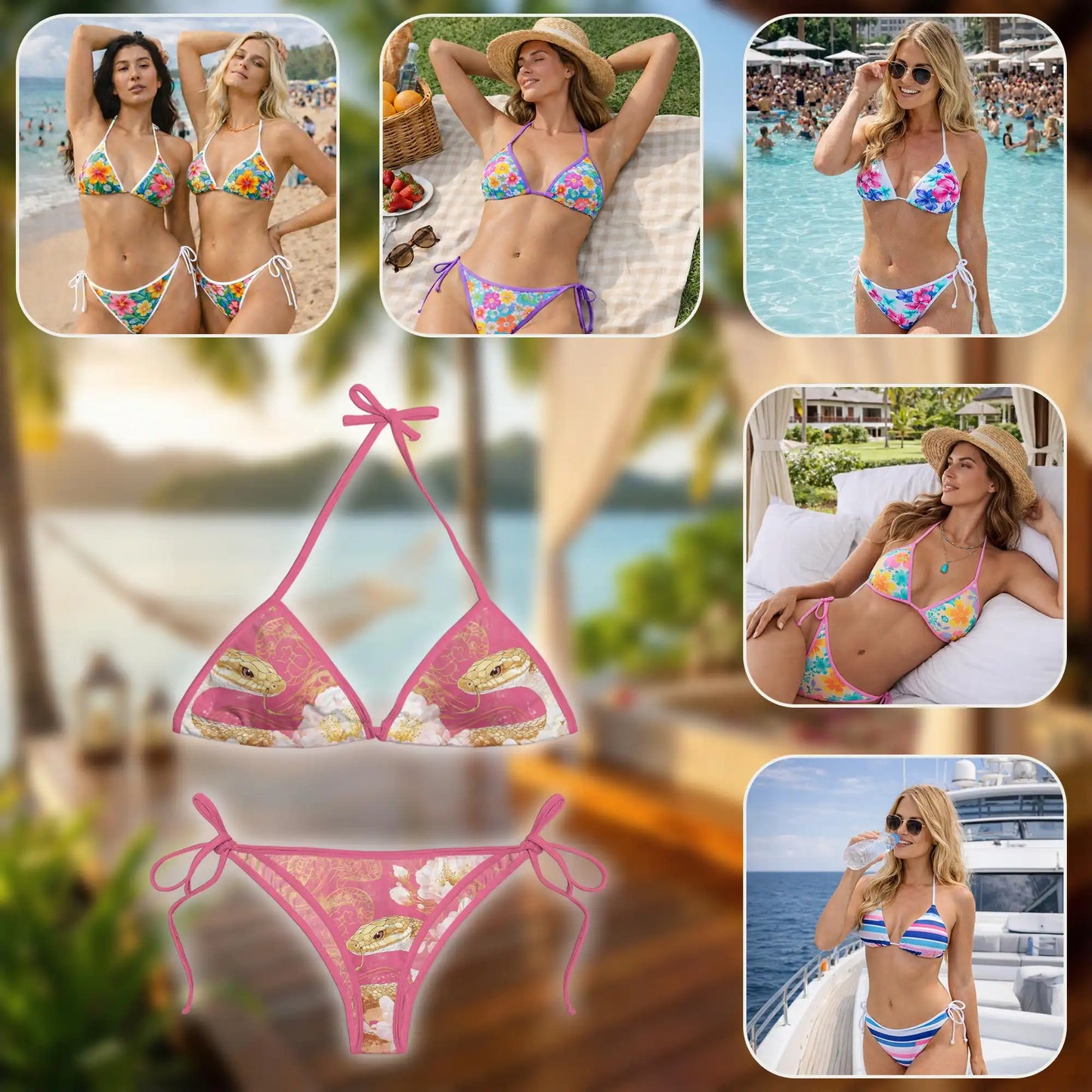 Snake Bikini Set, Exotic Reptile Two Piece Swimsuit | Azhawaiian