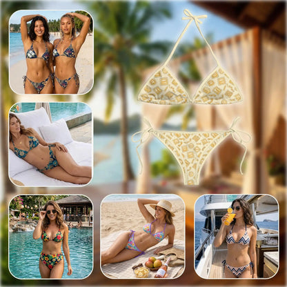 Italian Pasta Bikini Set for Women, Two Piece Swimsuit, Food Lover Beachwear | Azhawaiian