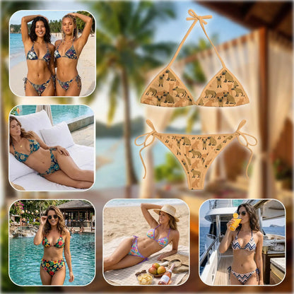 Hyena Bikini Set for Women, Two Piece Swimsuit, Safari Animal Beachwear | Azhawaiian
