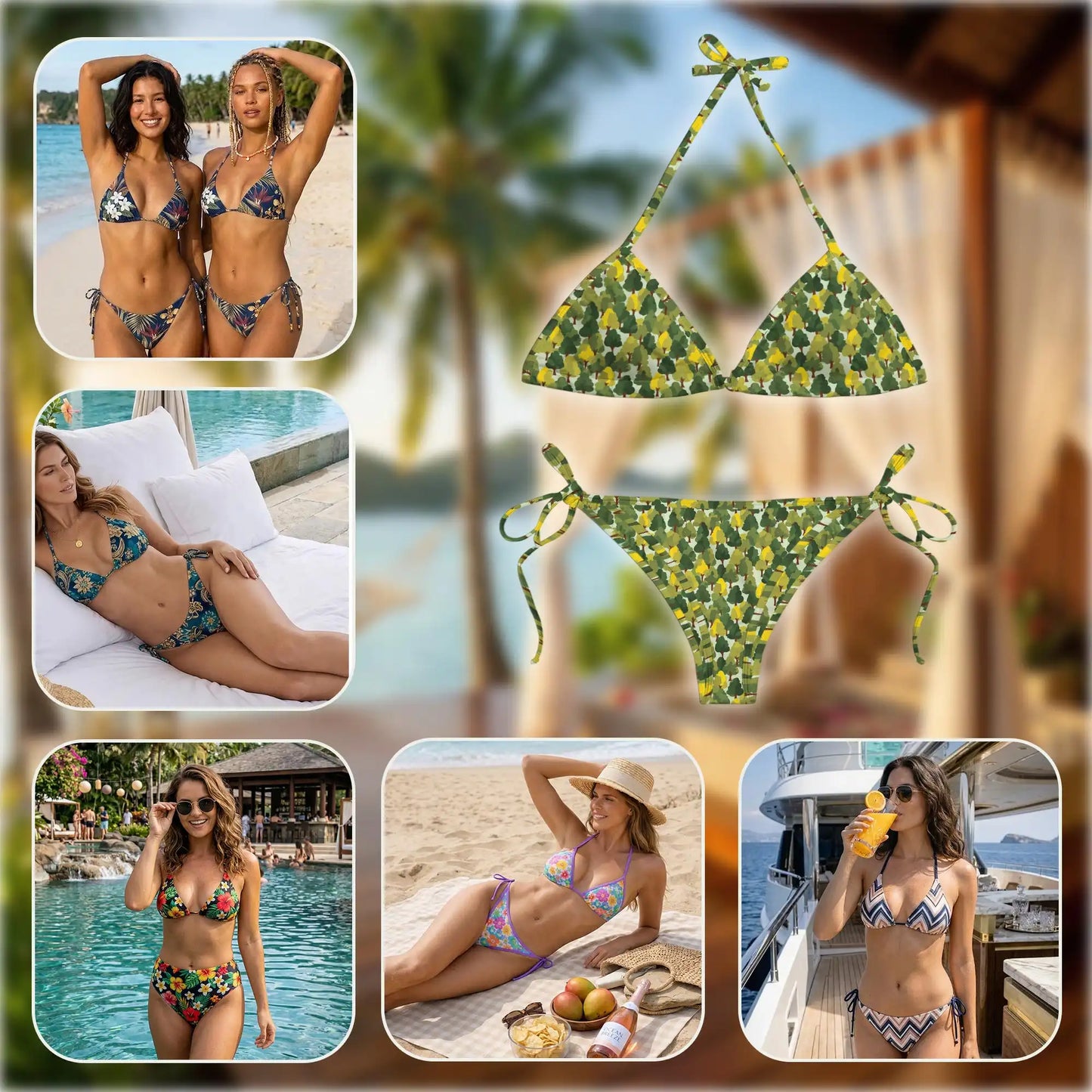 Pattern Tree Bikini Set for Women, Two Piece Swimsuit, Abstract Nature Beachwear | Azhawaiian