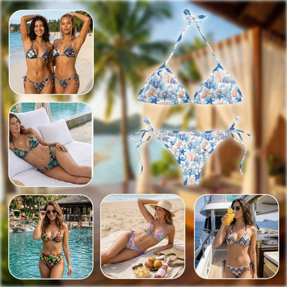 Coral Bikini Set for Women, Two Piece Swimsuit, Ocean Sea Life Beachwear | Azhawaiian