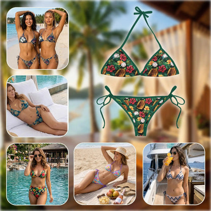 Baseball Bikini Set for Women, Two Piece Swimsuit, Tropical Sports Beachwear | Azhawaiian