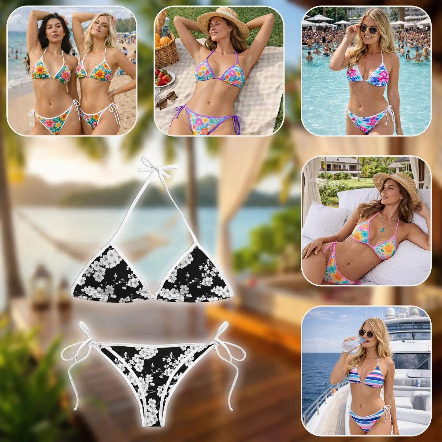 Sakura Cherry Blossom Bikini Set, Floral Two Piece Swimsuit | Azhawaiian