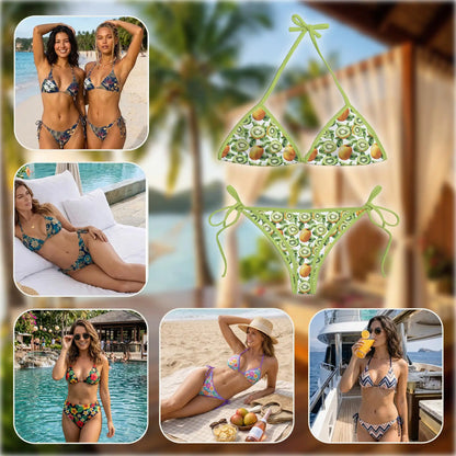 Kiwi Bikini Set for Women, Two Piece Swimsuit, Tropical Fruit Beachwear | Azhawaiian