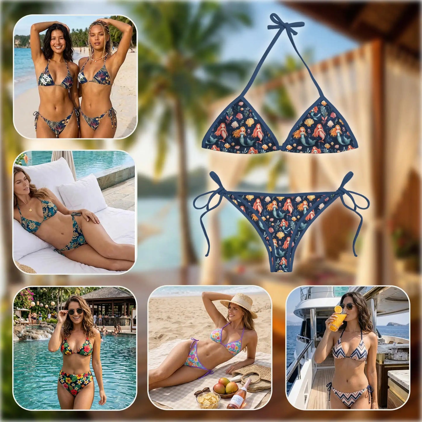 Cute Mermaid Bikini Set for Women, Two Piece Swimsuit, Ocean Fantasy Beachwear | Azhawaiian