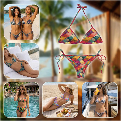 Cute Capybara Pattern Bikini Set for Women, Two Piece Swimsuit, Kawaii Animal Beachwear | Azhawaiian