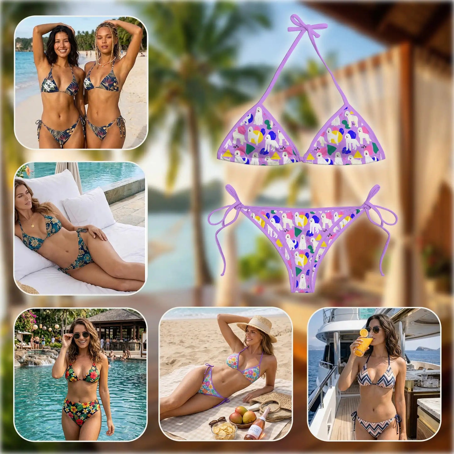 Goldendoodlese Bikini Set for Women, Two Piece Swimsuit, Cute Dog Beachwear | Azhawaiian