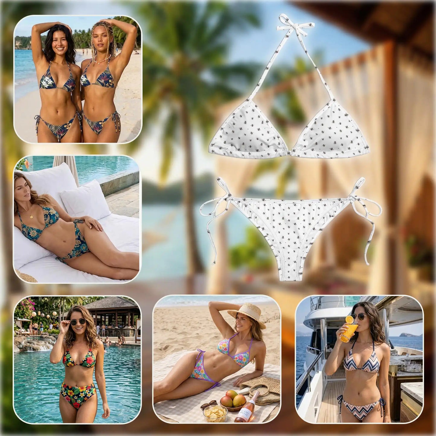 Tiny Fly Bikini Set for Women, Two Piece Swimsuit, Minimalist Insect Beachwear | Azhawaiian